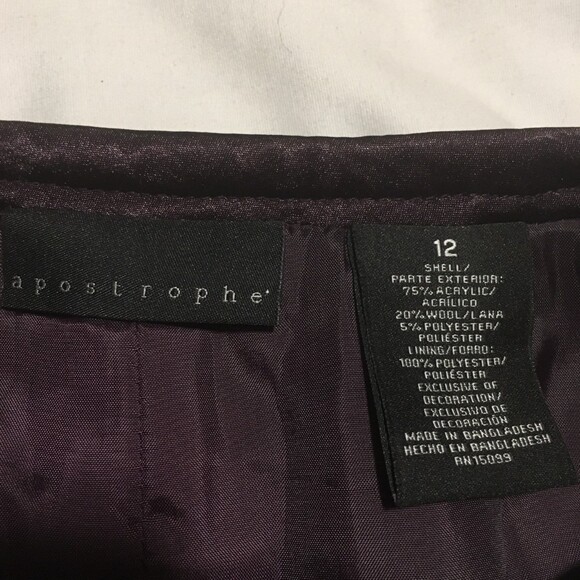 Apostrophe skirt Women 12 purple tweed long WOOL Blend Modesty Career Multicolor - Picture 3 of 5